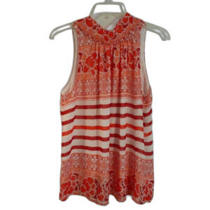 Eva Mendes top sleeveless m blouse summer shirt orange pink red luxury career